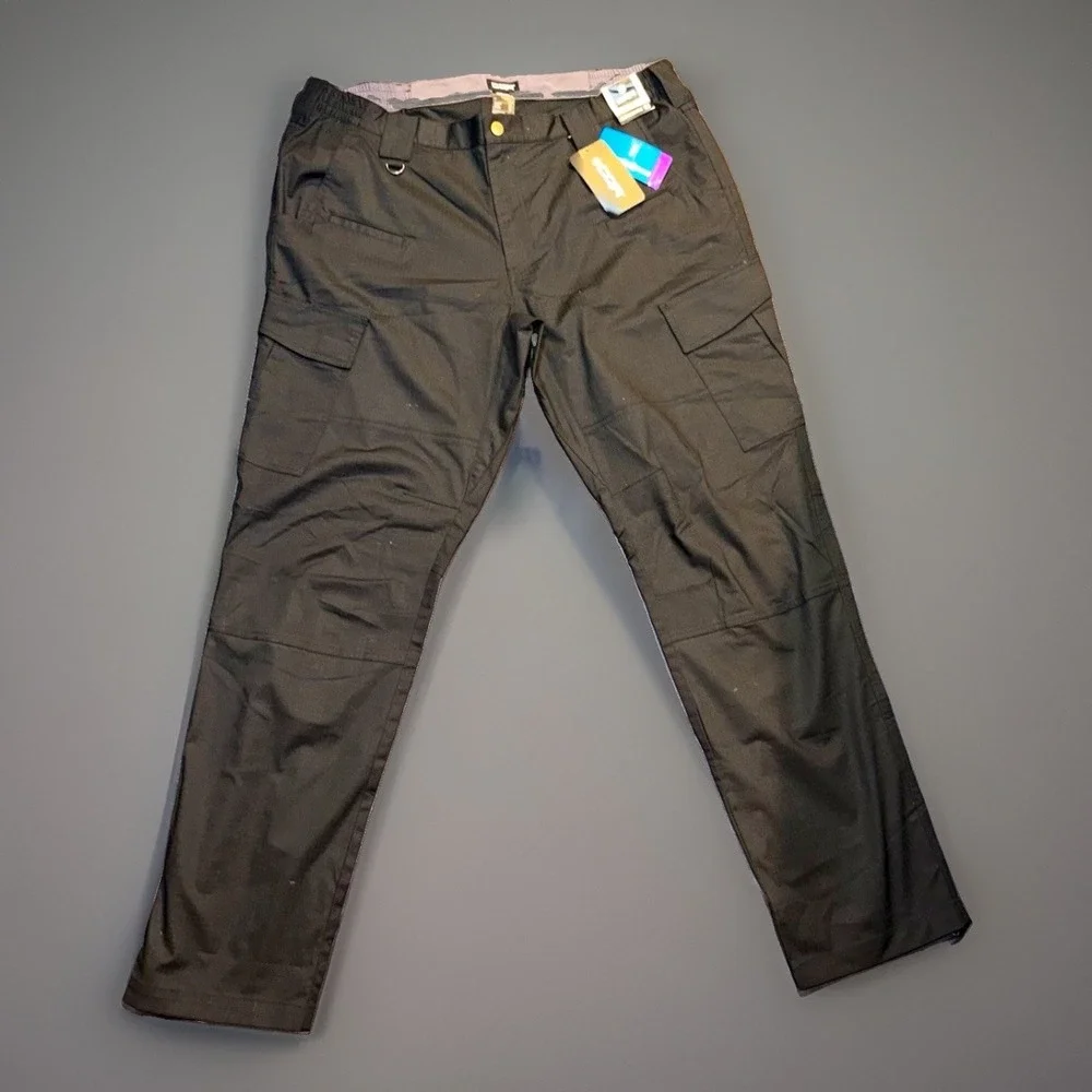 CQR Black Ripstop Stretch Cargo Pants Straight Leg Regular Fit 40